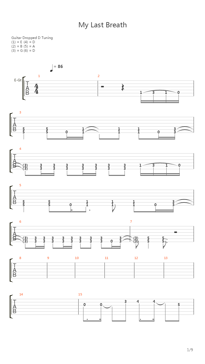My Last Breath吉他谱