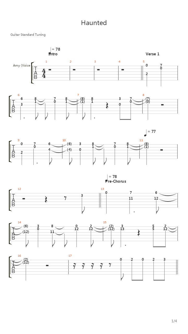 Haunted吉他谱