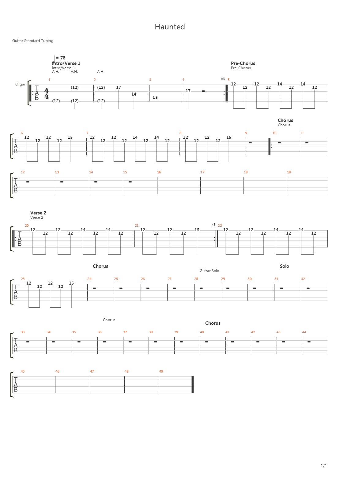 Haunted吉他谱