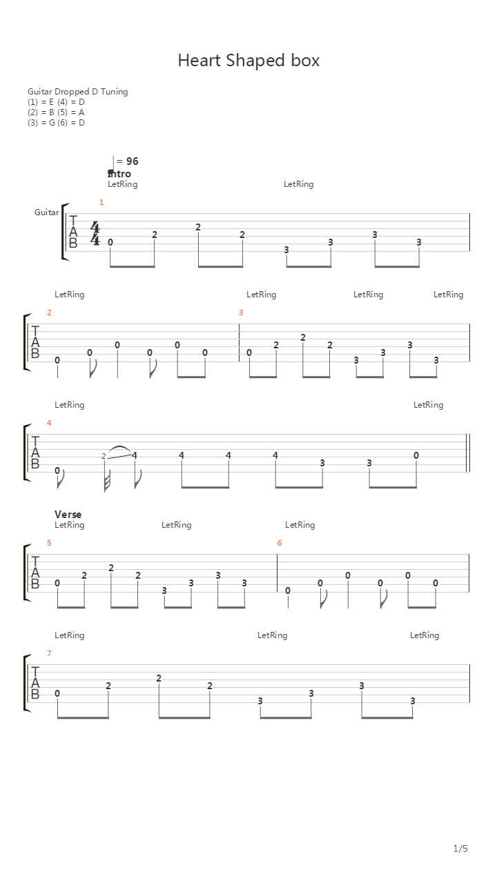 Heart Shaped Box吉他谱