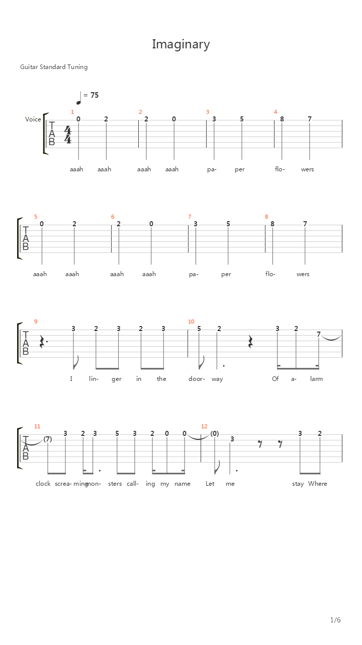 Imaginary吉他谱