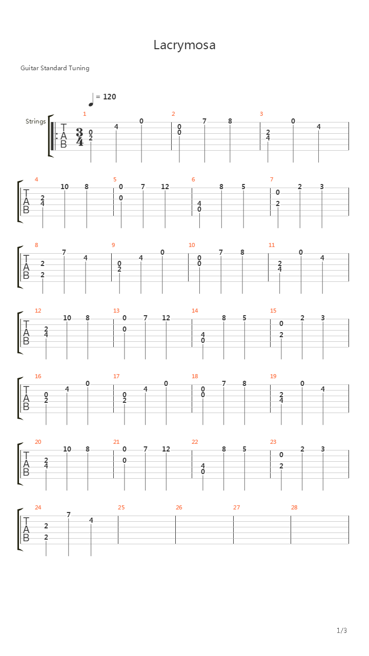 Lacrymosa吉他谱