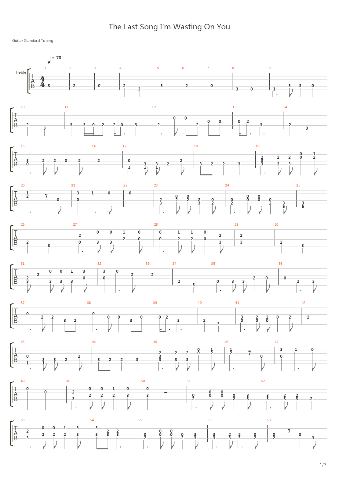 Last Song Im Wasting On You吉他谱