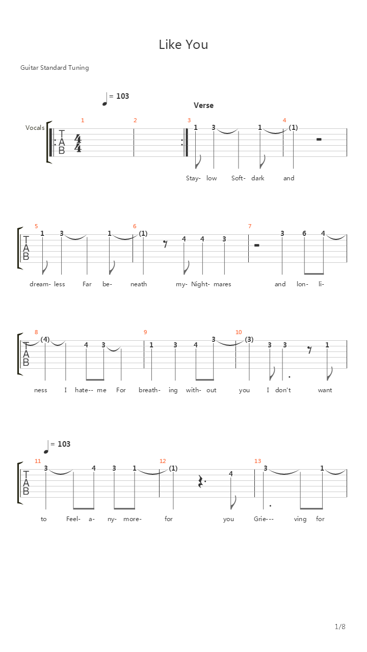 Like You吉他谱