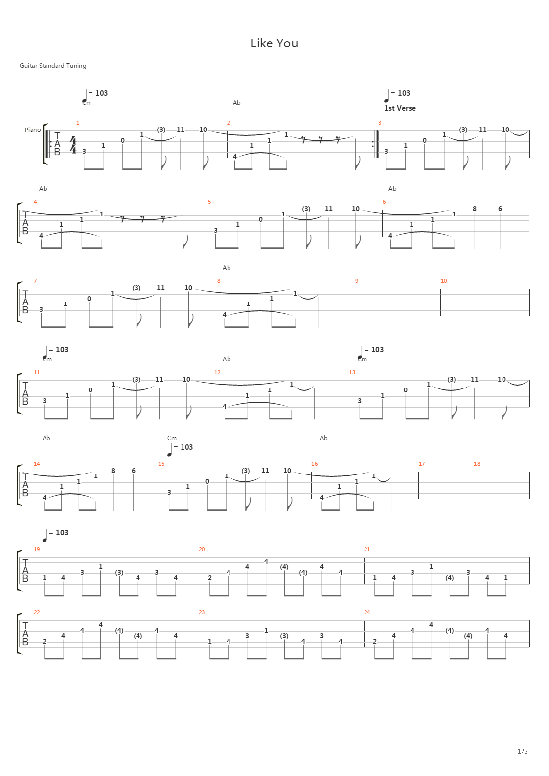 Like You吉他谱