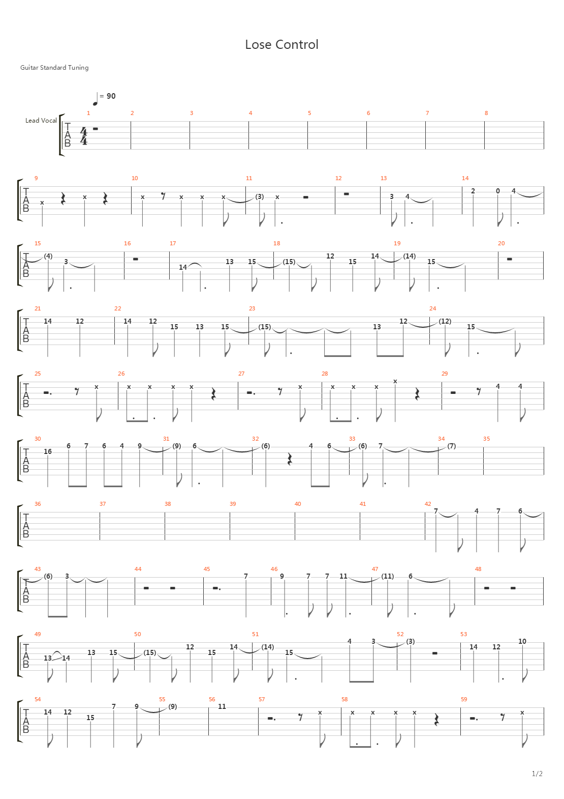 Lose Control吉他谱