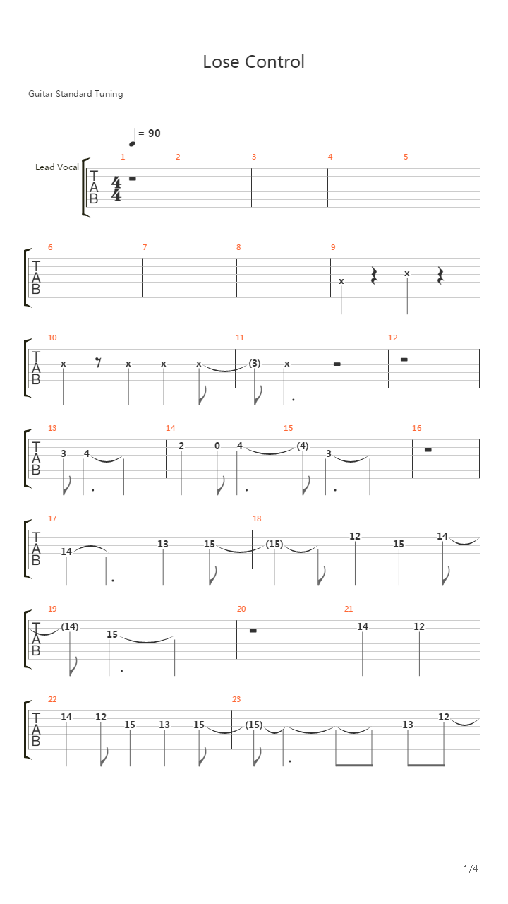 Lose Control吉他谱