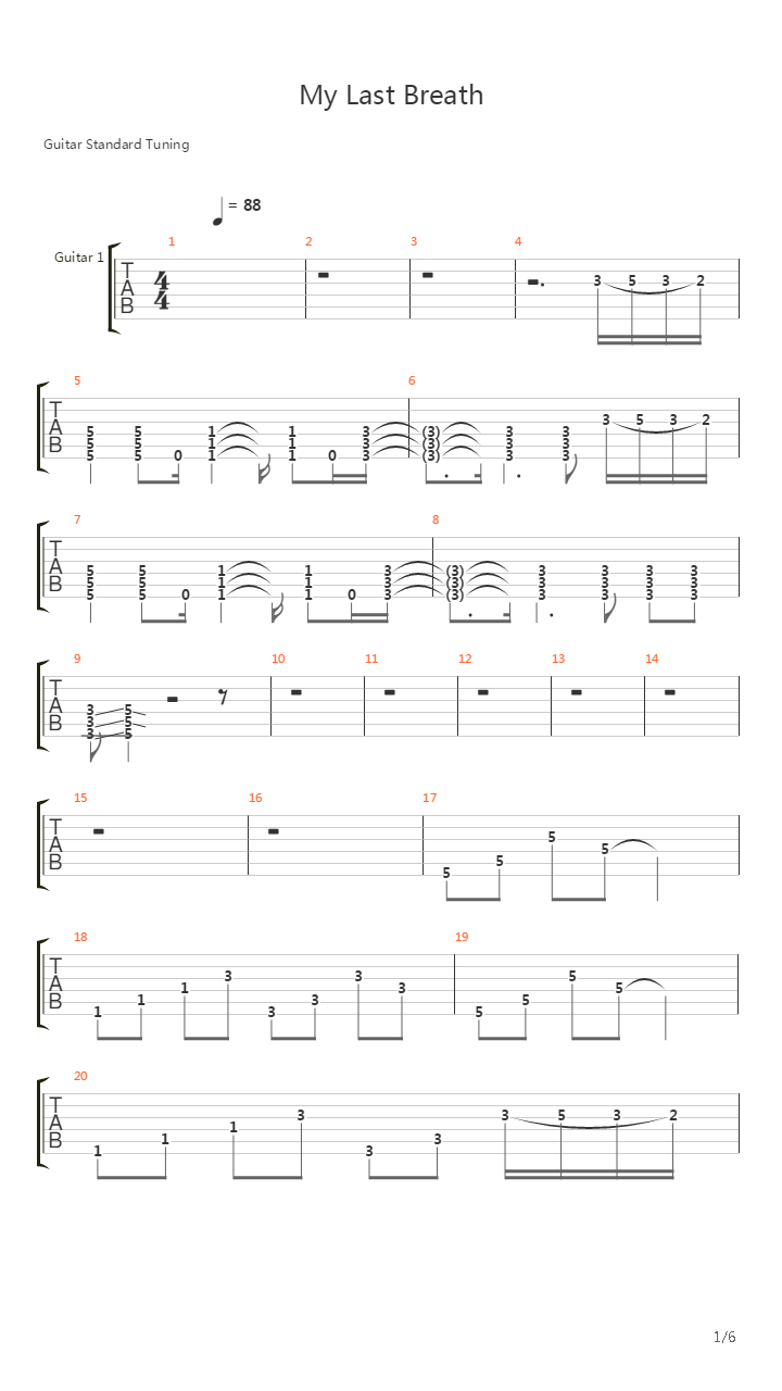 My Last Breath吉他谱