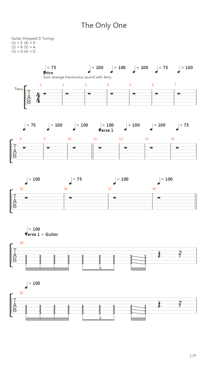 Only One吉他谱