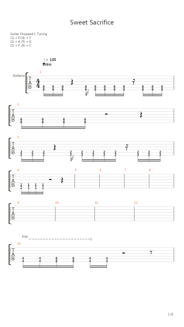 Sweet Sacrifice吉他谱