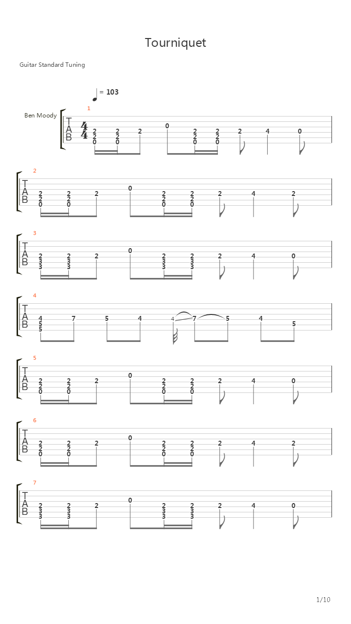 Tourniquet吉他谱
