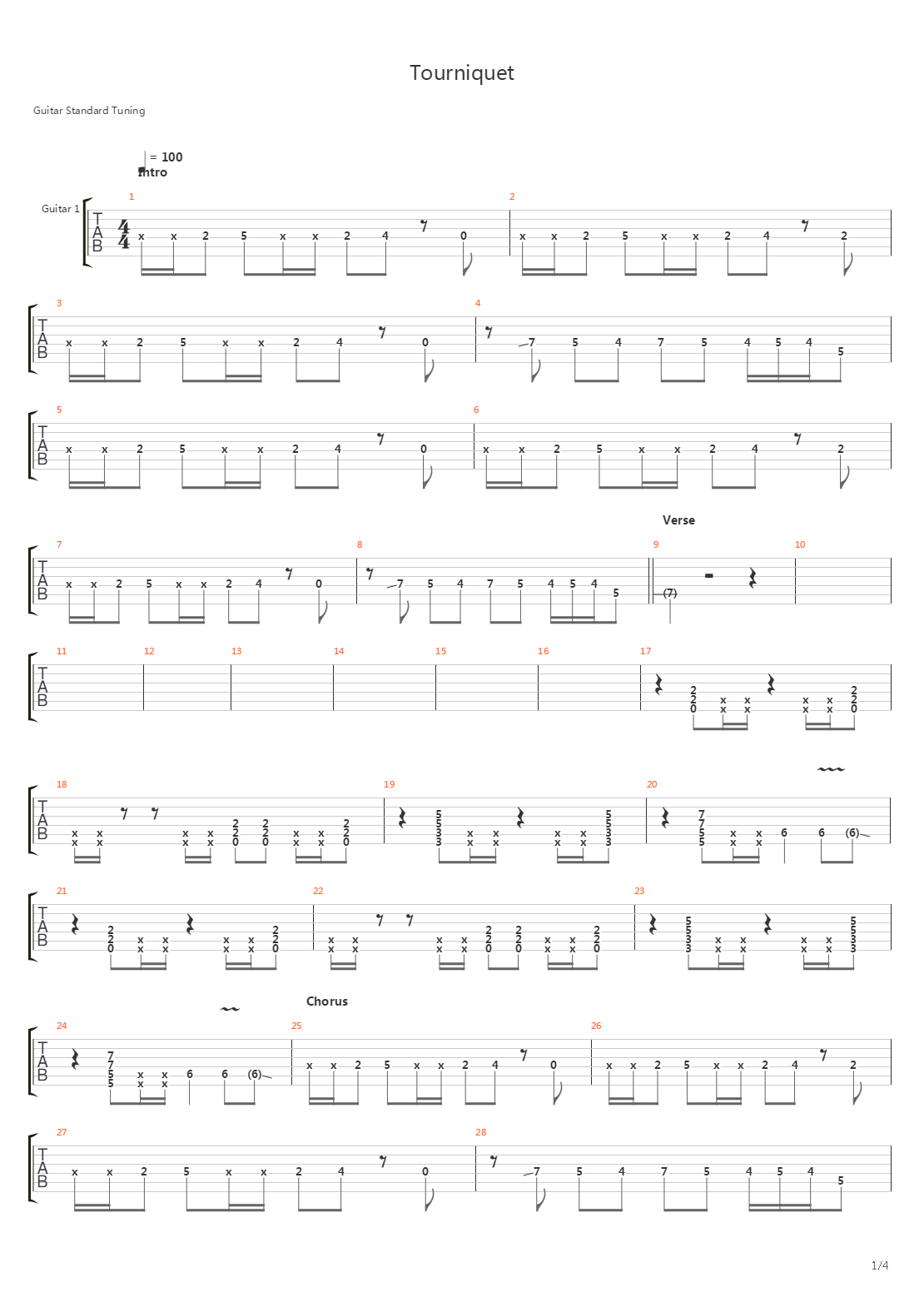 Tourniquet吉他谱