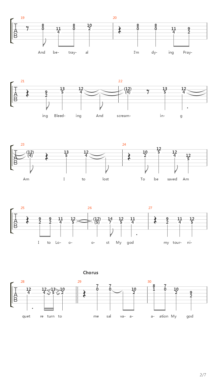 Tourniquet吉他谱