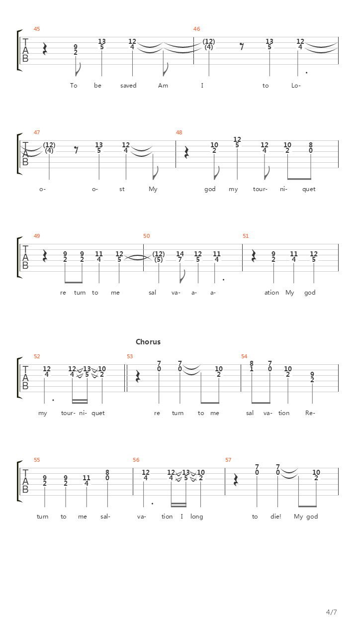 Tourniquet吉他谱
