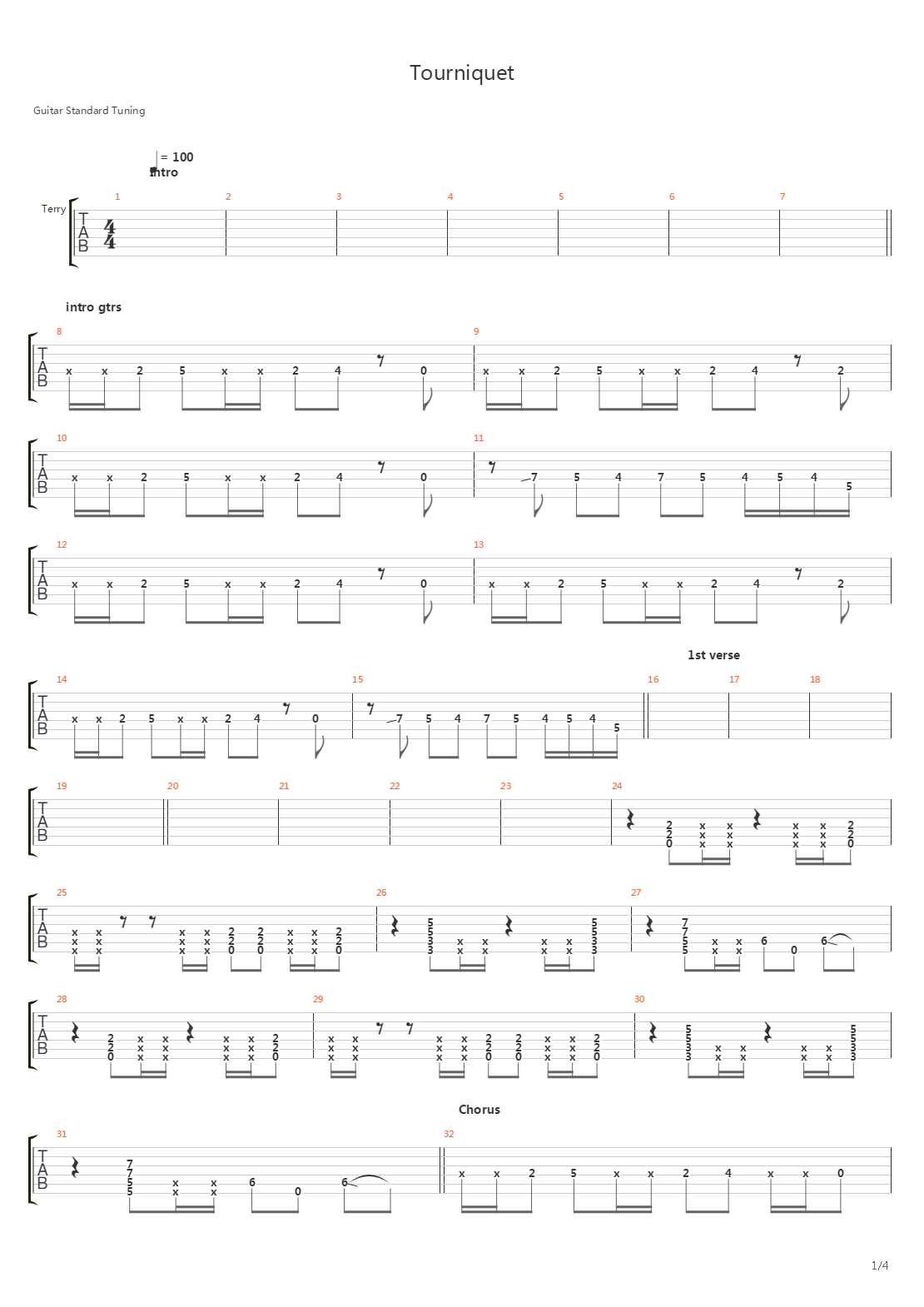 Tourniquet吉他谱