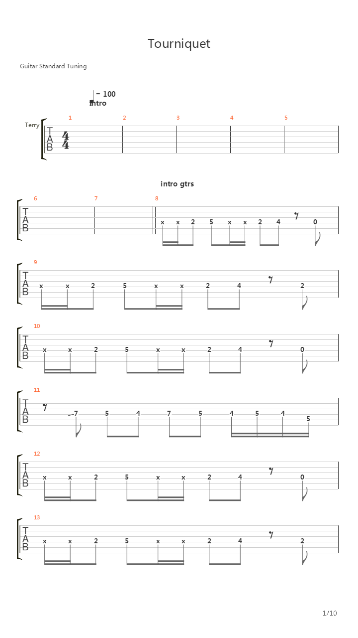 Tourniquet吉他谱