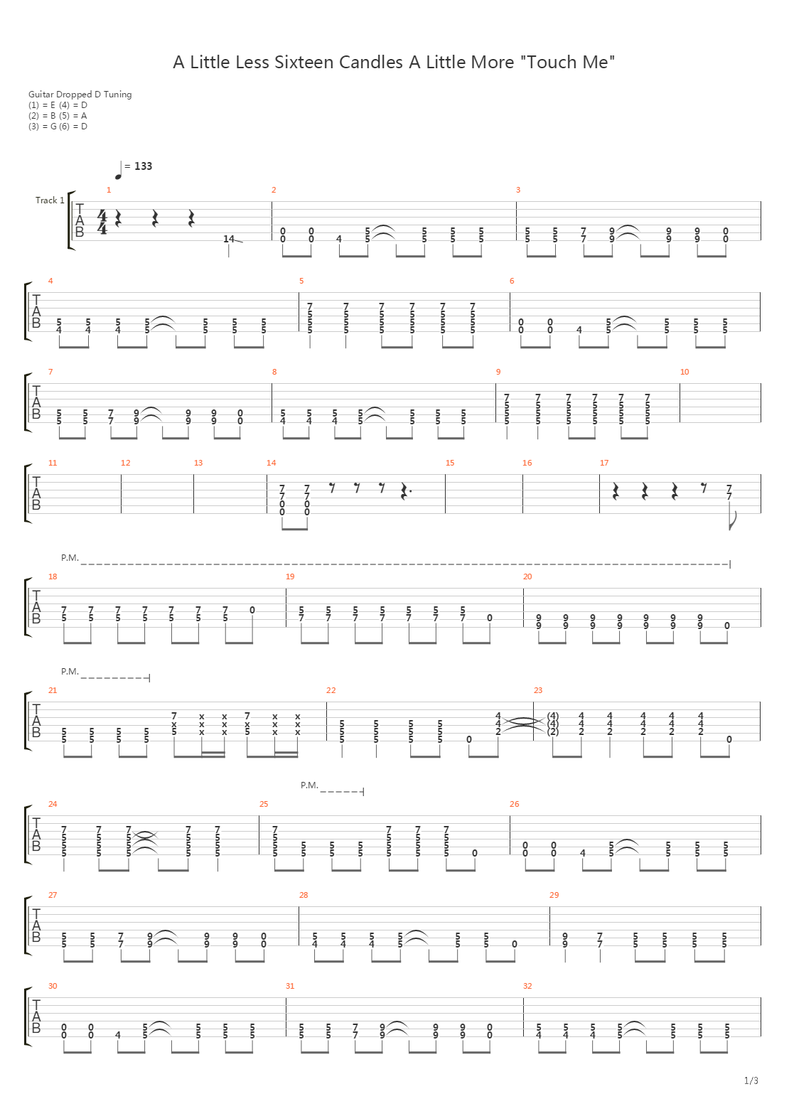 A Little Less Sixteen Candles A Little More Touch Me吉他谱