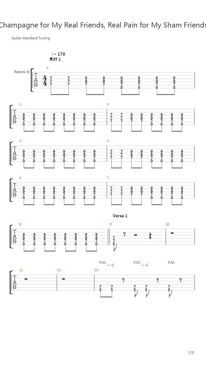 Champagne For My Real Friends Real Pain For My Sham Friends吉他谱