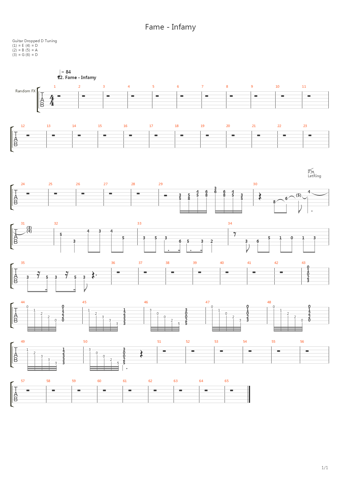 Fame Infamy吉他谱