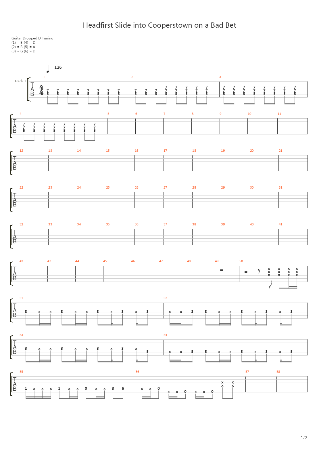 Headfirst Slide Into Cooperstown On A Bad Bet吉他谱