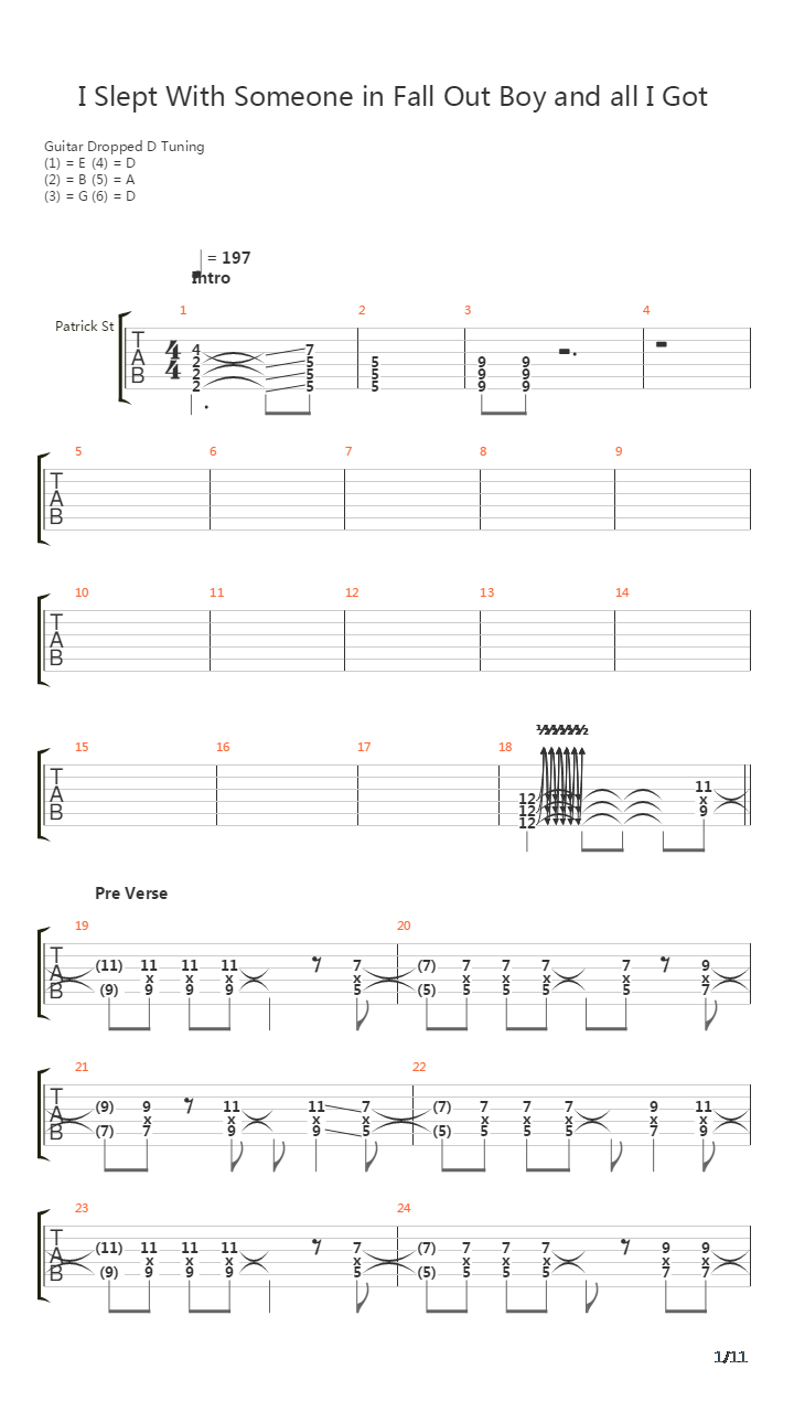 I Slept With Someone In Fall Out Boy And All I Got Was This Stupid Song Written吉他谱
