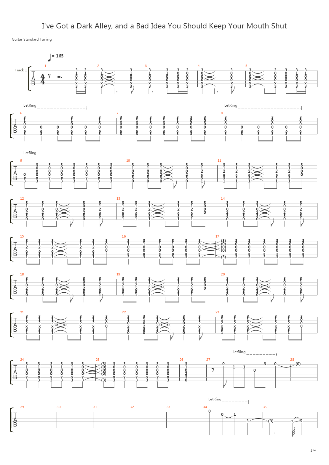 Ive Got A Dark Alley And A Bad Idea That Says You Should Shut Your Mouth Summer吉他谱