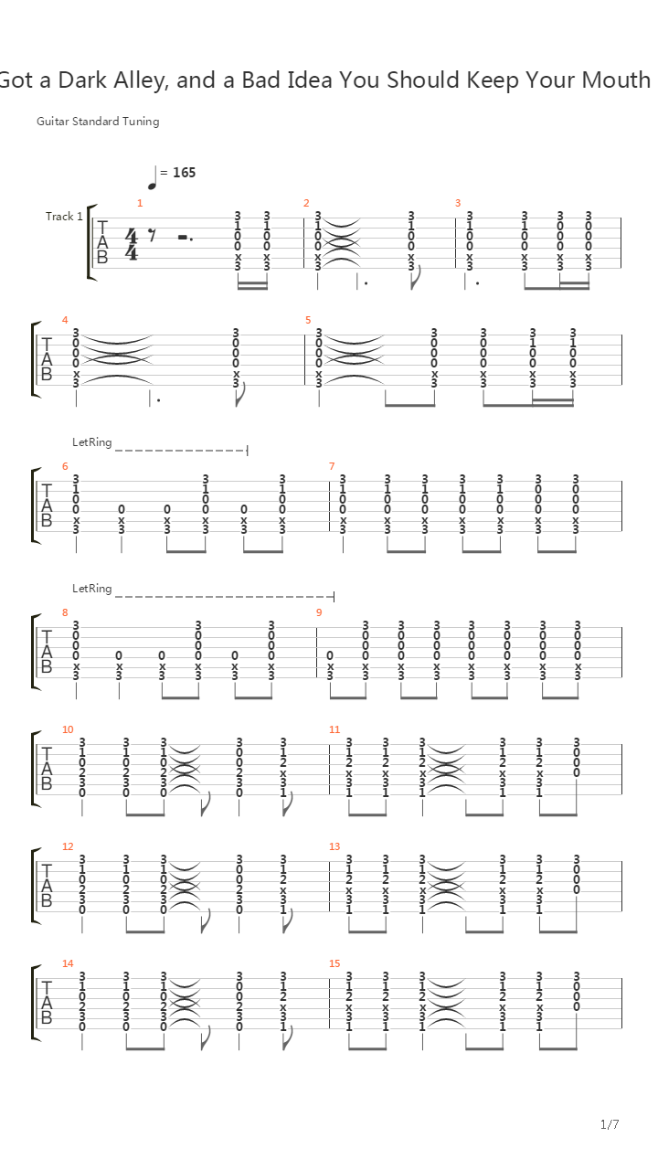 Ive Got A Dark Alley And A Bad Idea That Says You Should Shut Your Mouth Summer吉他谱