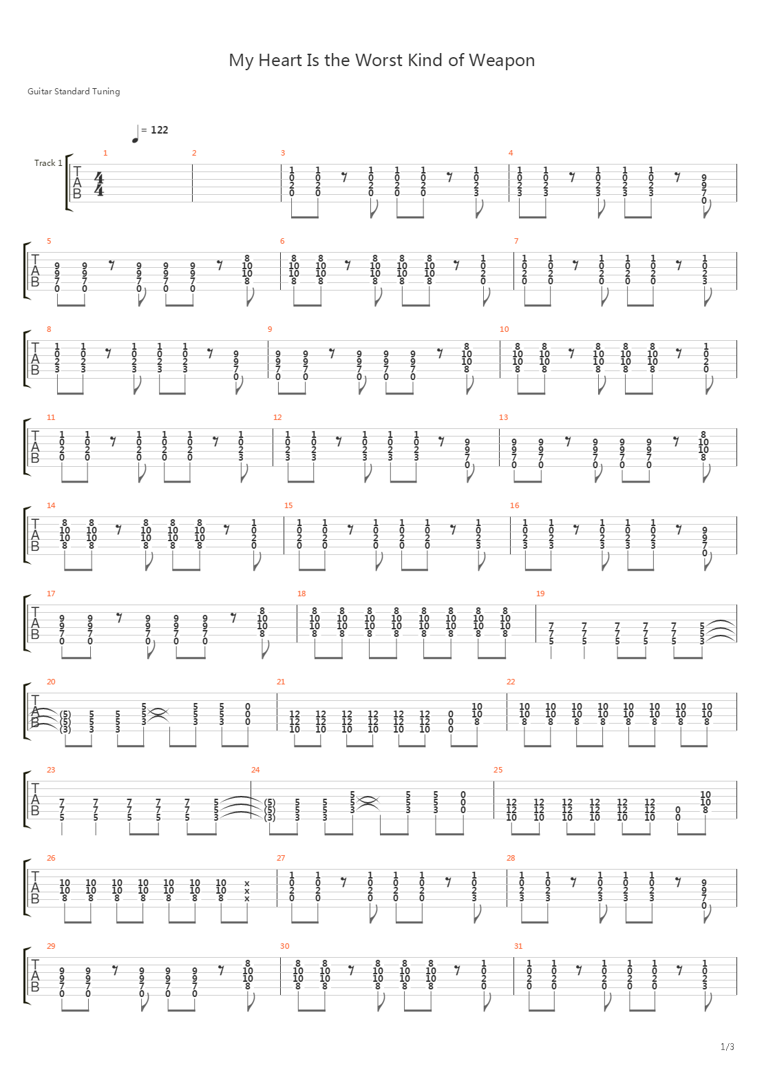 My Heart Is The Worst Kind Of Weapon吉他谱