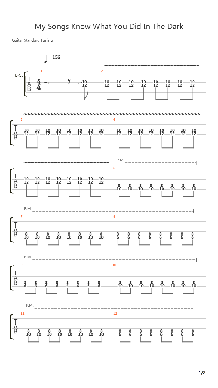 My Songs Know What You Did In The Dark Light Em Up吉他谱