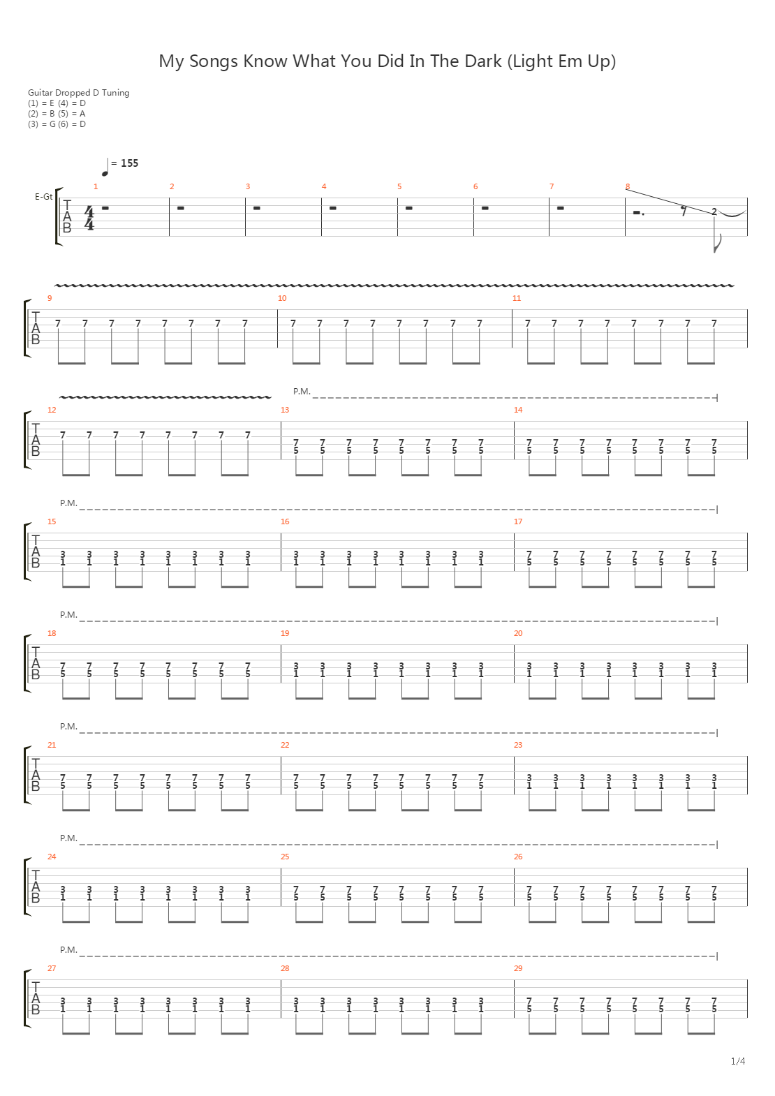 My Songs Know What You Did In The Dark Light Em Up吉他谱