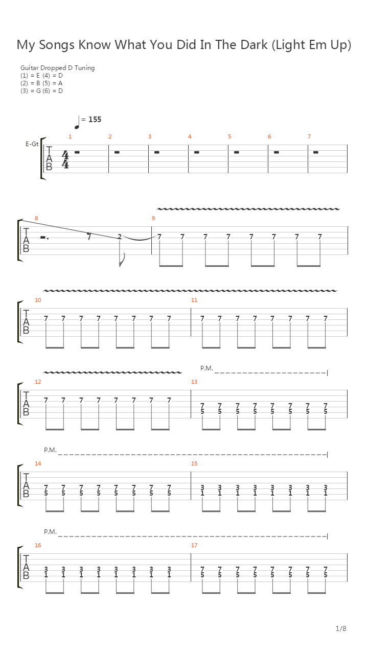 My Songs Know What You Did In The Dark Light Em Up吉他谱