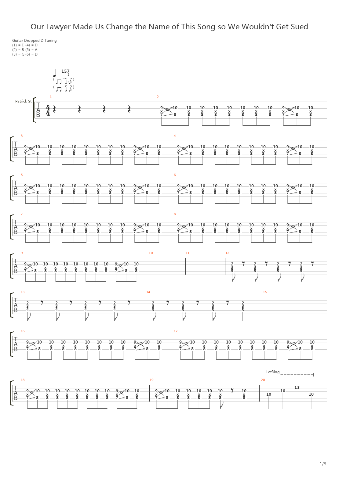 Our Lawyer Made Us Change The Name Of This Song So We Wouldnt Get Sued吉他谱