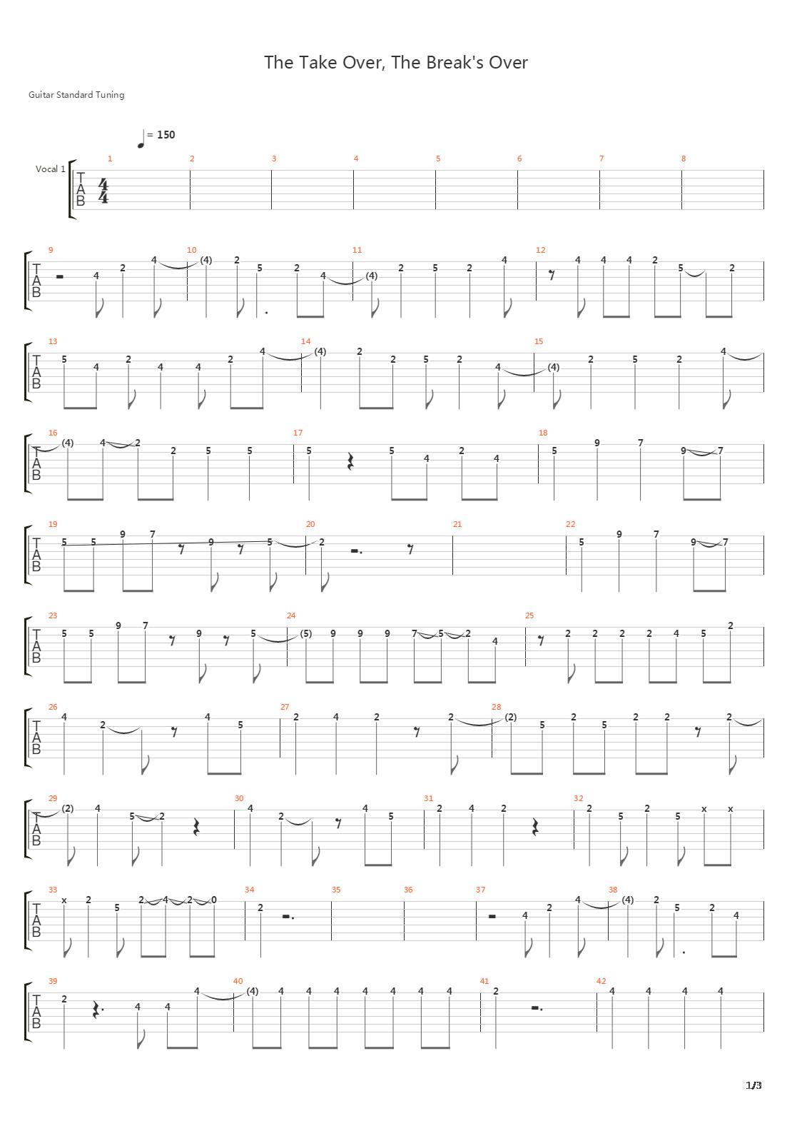 Take Over The Breaks Over吉他谱