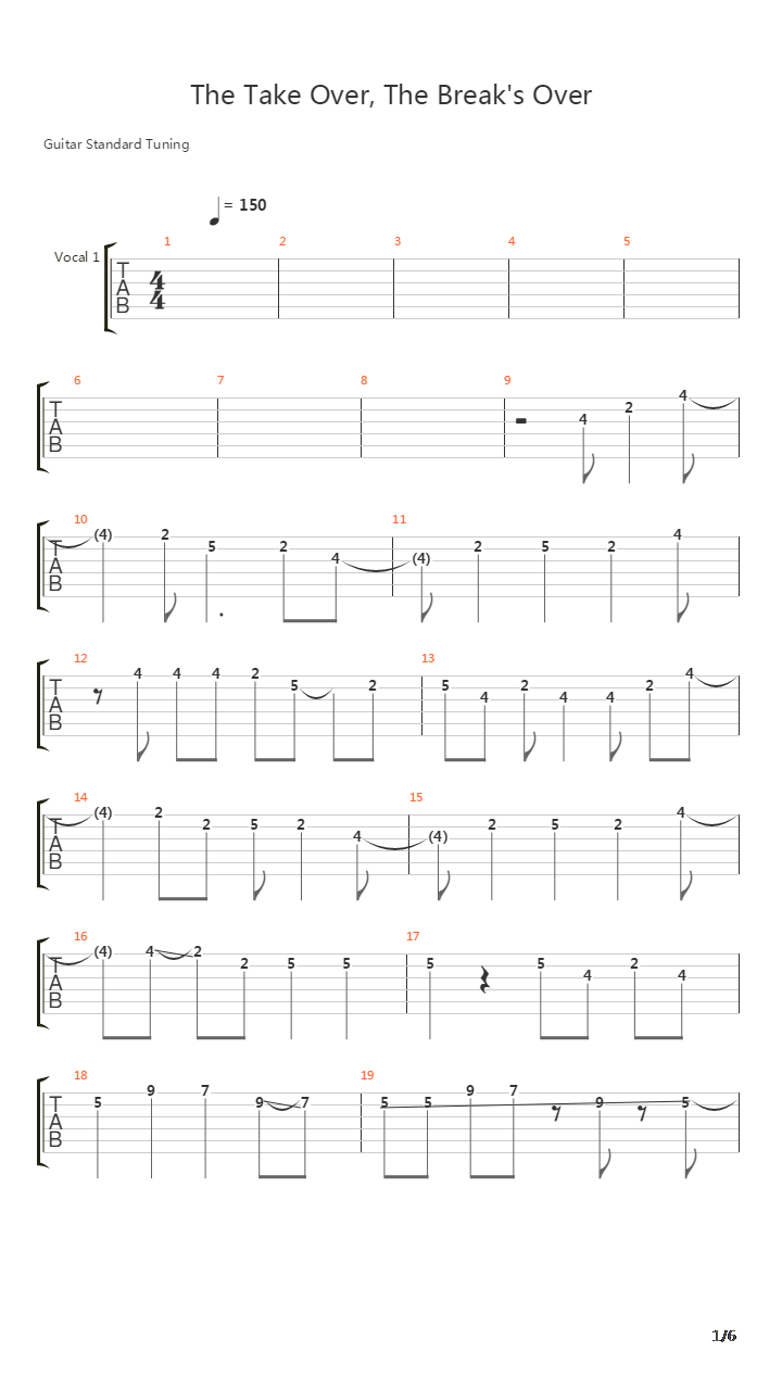 Take Over The Breaks Over吉他谱