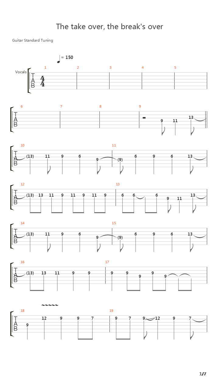 Take Over The Breaks Over吉他谱