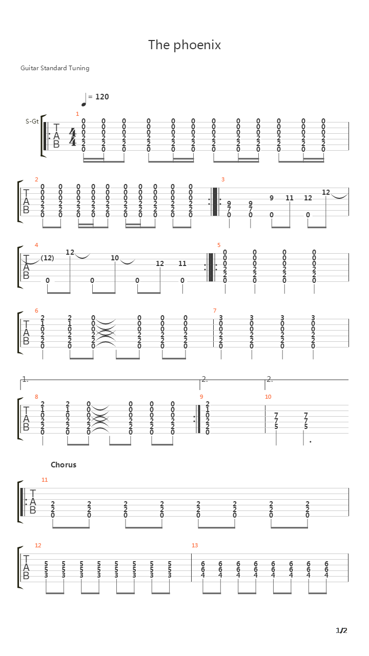 The Phoenix吉他谱