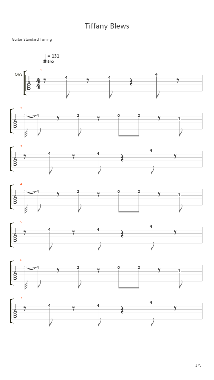 Tiffany Blews吉他谱