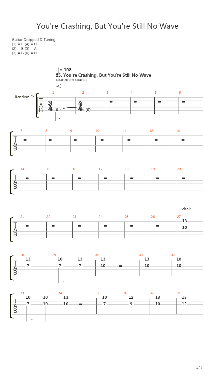 Youre Crashing But Youre No Wave吉他谱