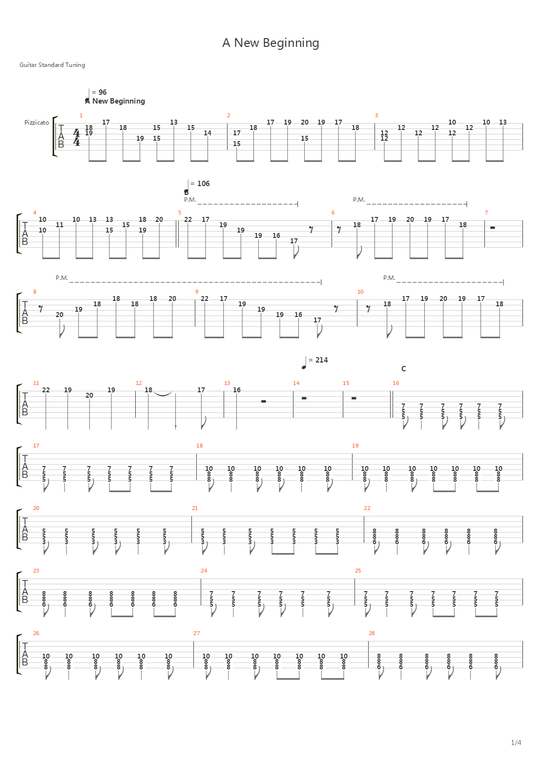 A New Beginning吉他谱