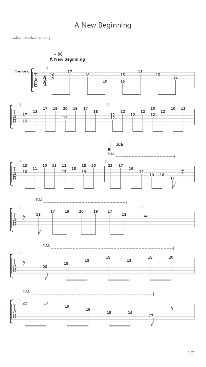 A New Beginning吉他谱