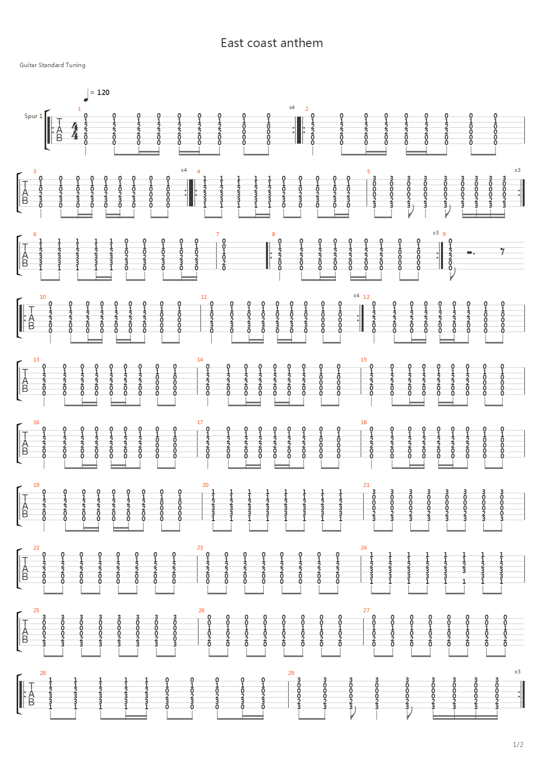 East Coast Anthem吉他谱