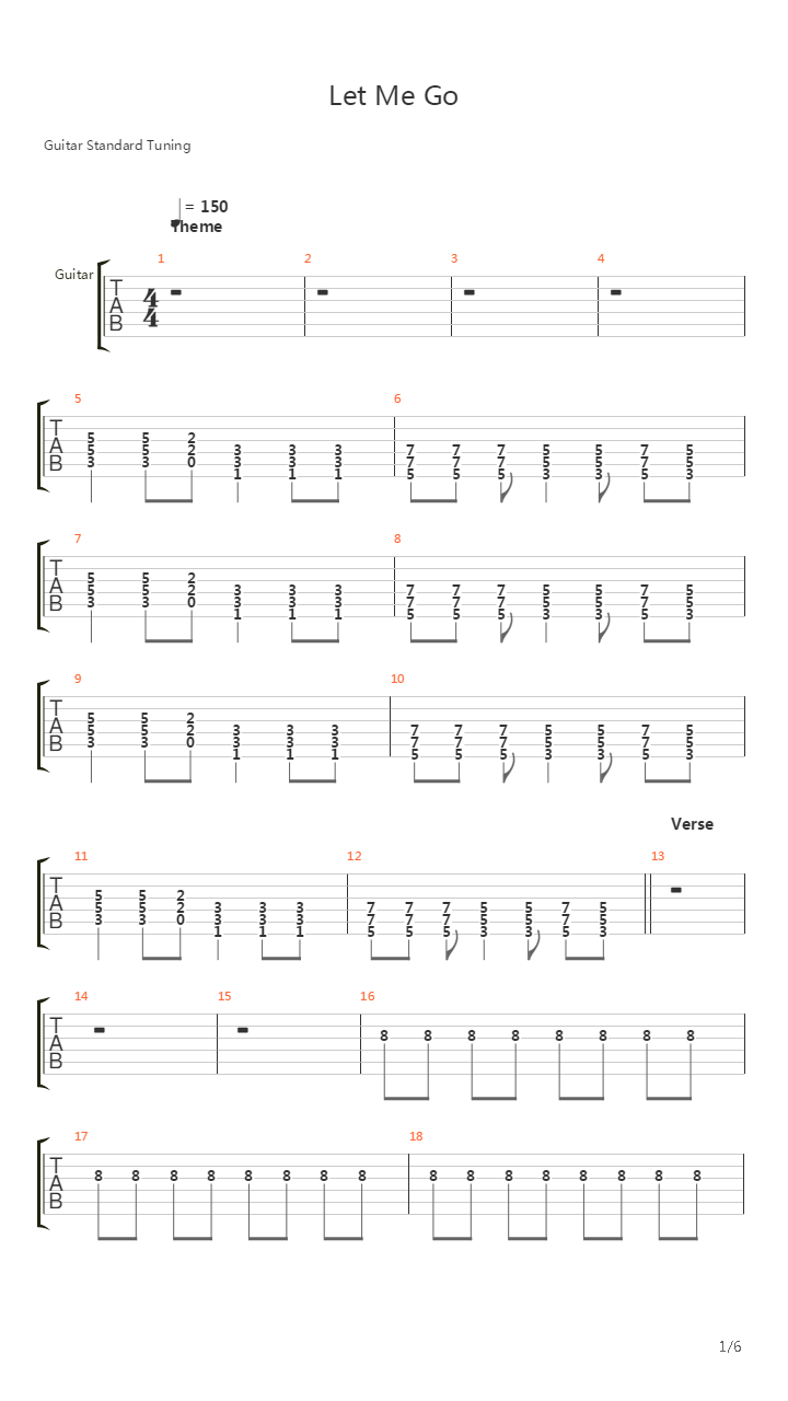 Let Me Go吉他谱