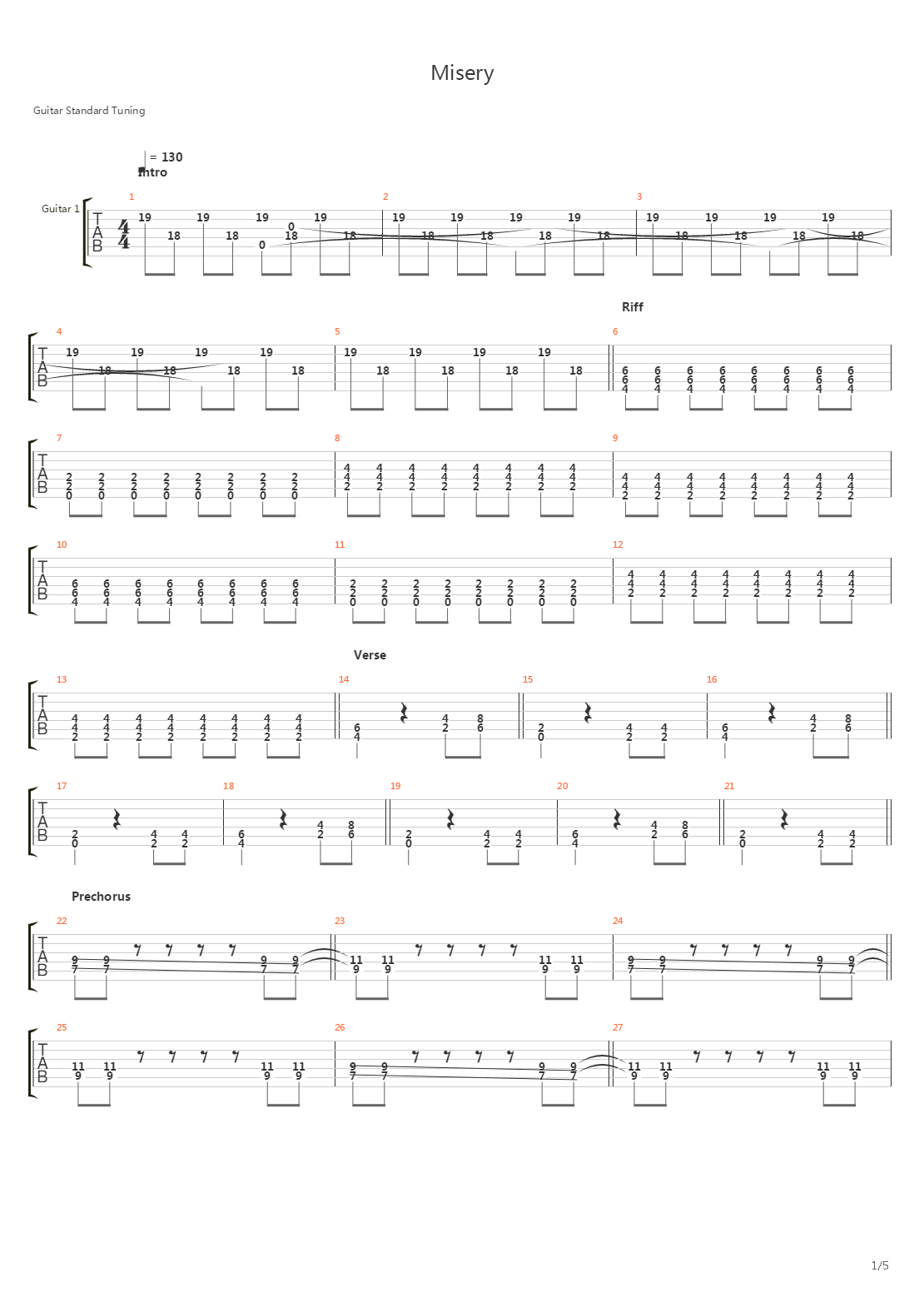 Misery吉他谱