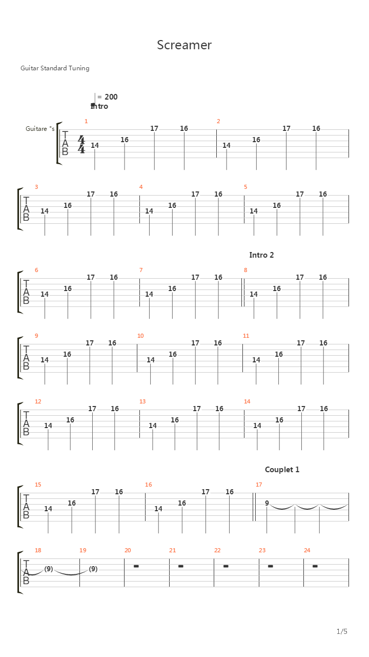 Screamer吉他谱
