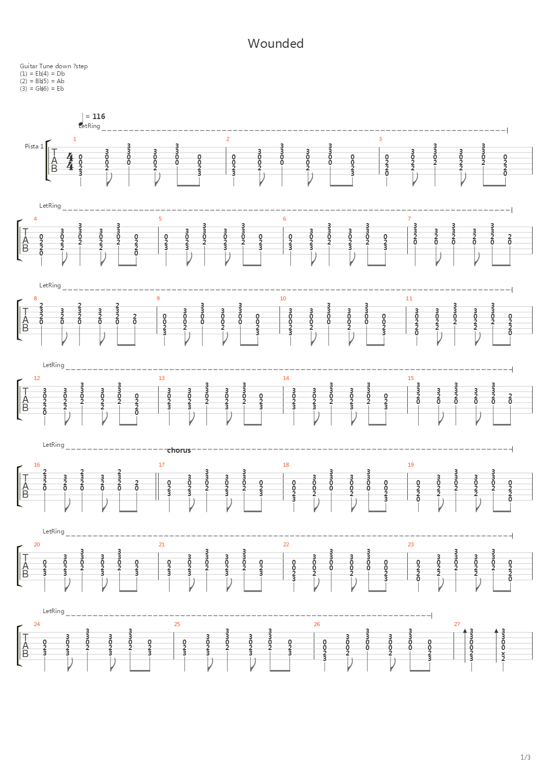 Wounded吉他谱