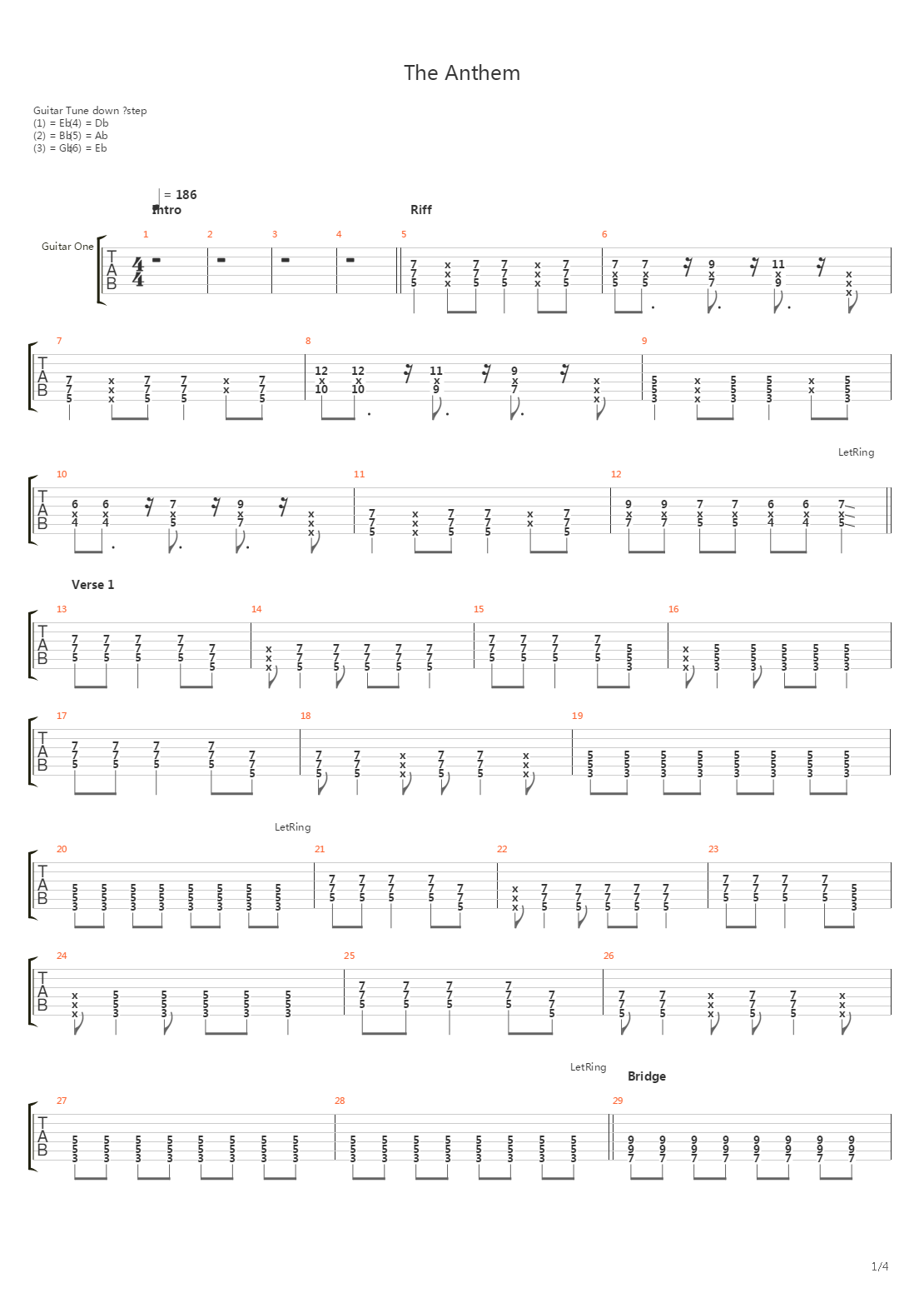 The Anthem吉他谱