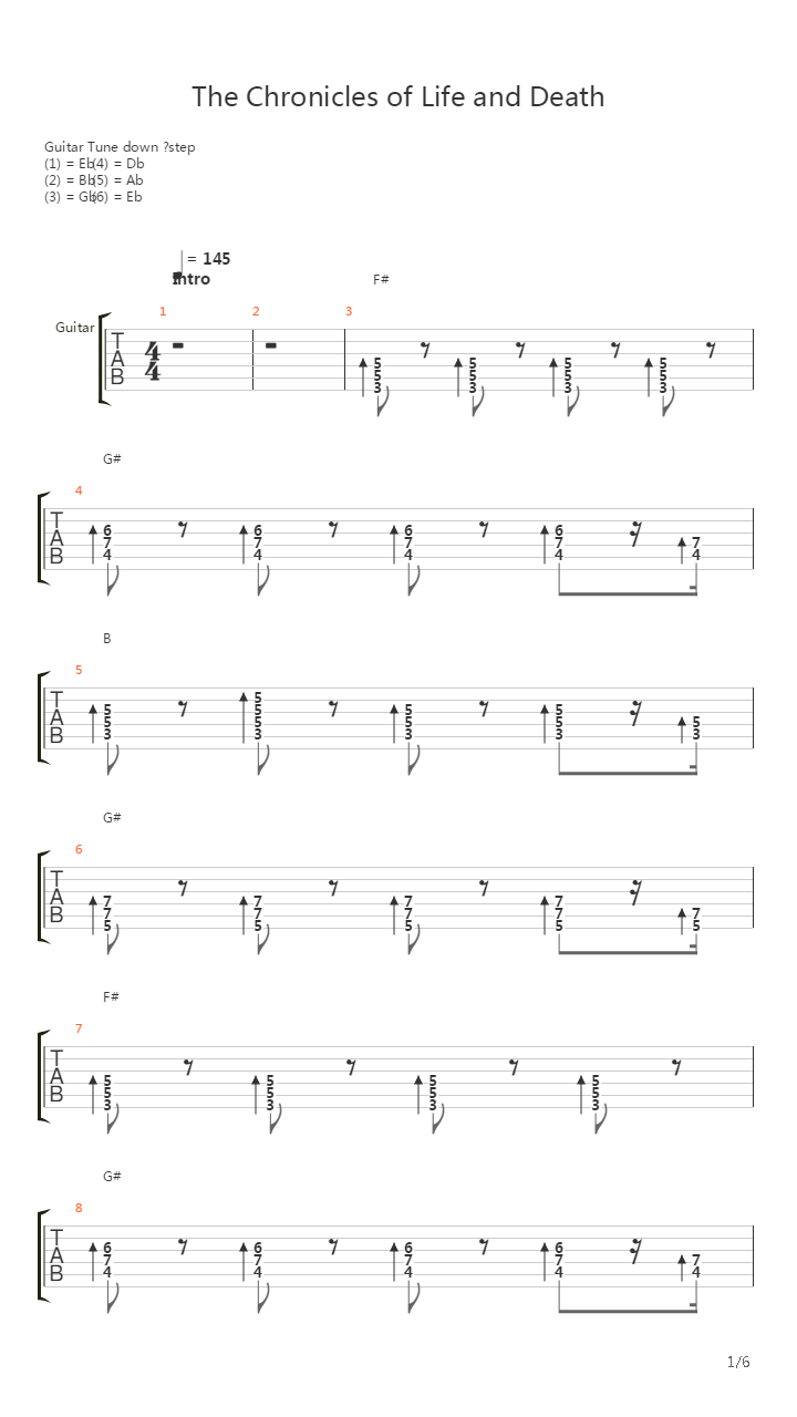 The Chronicles Of Life And Death吉他谱