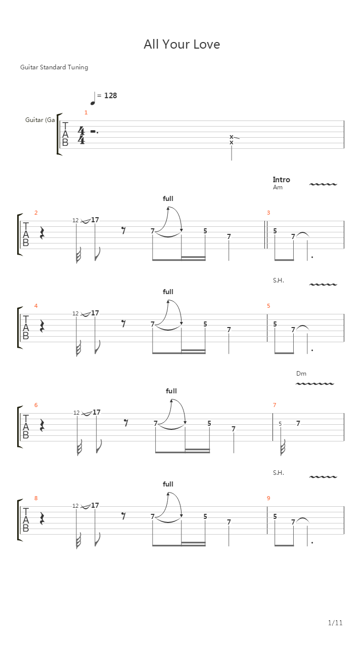All Your Love吉他谱