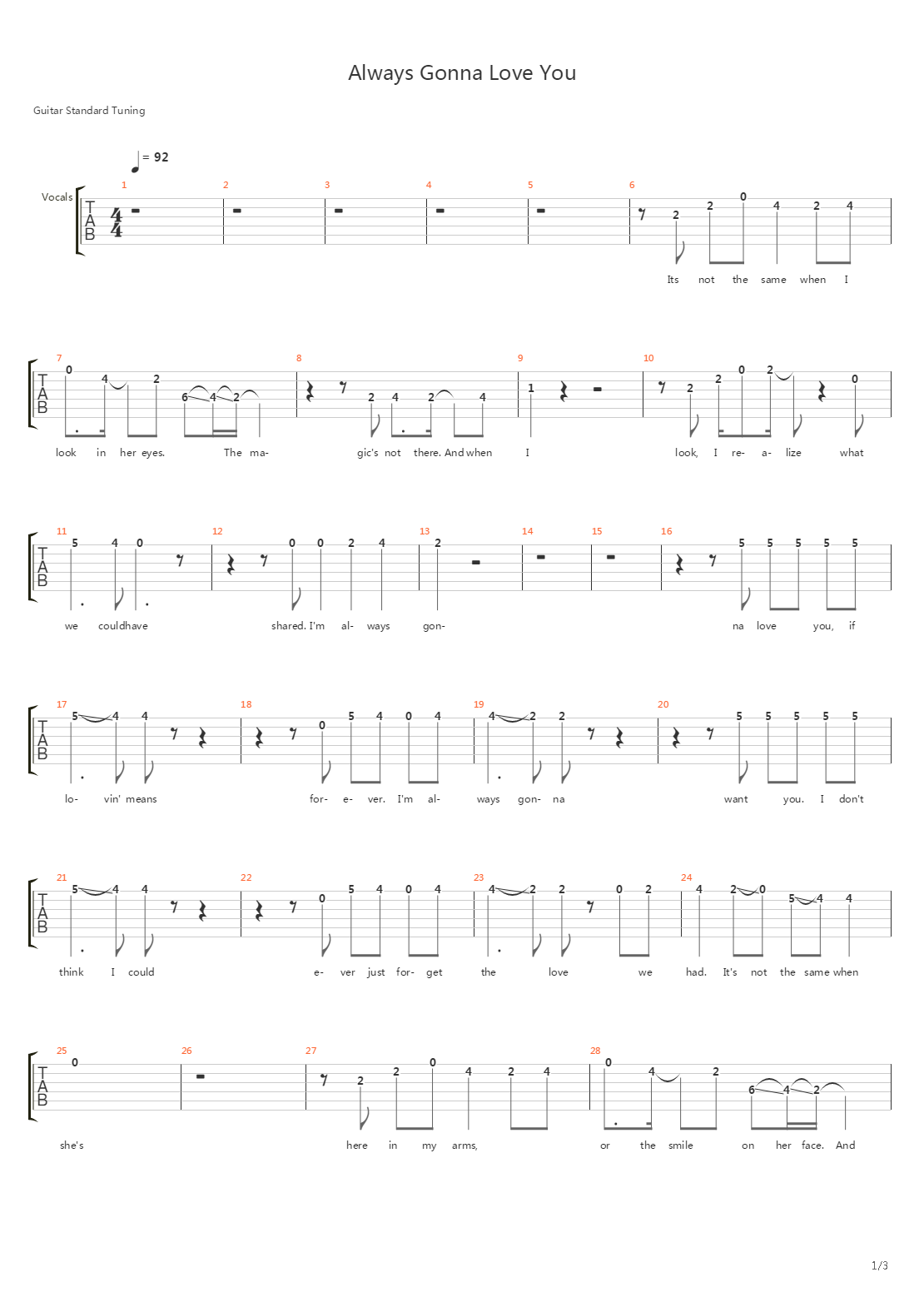 Always Gonna Love You吉他谱