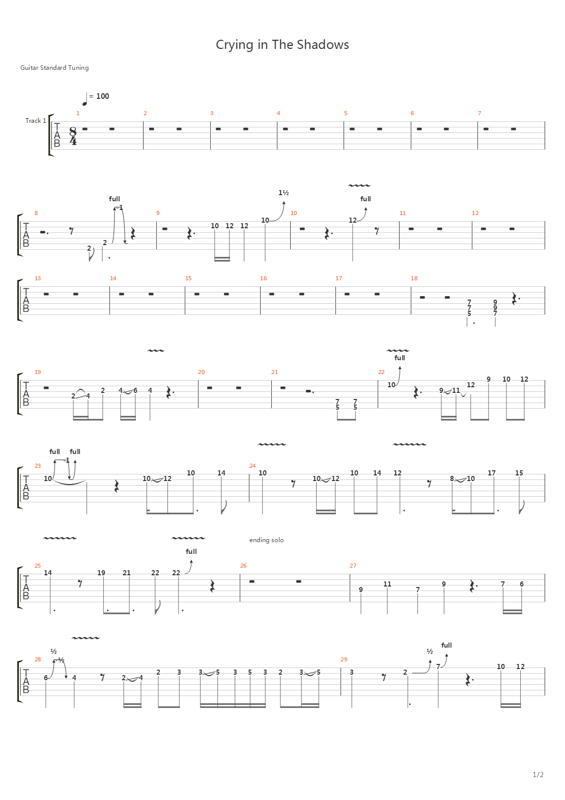 Crying In The Shadows吉他谱